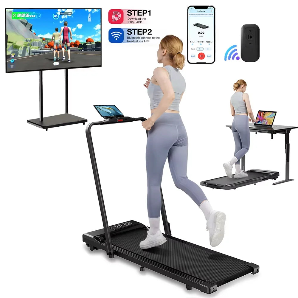 3in1 Treadmill Exercise Machine LED Touch Screen with Remote Control Foldable Walkingpad Portable Under Desktreadmills for Home