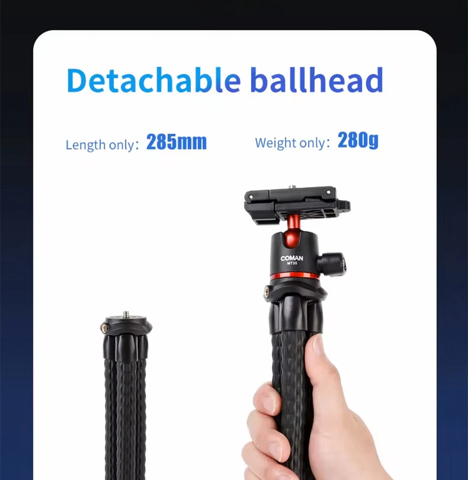COMAN MT-35 Flexible Camera Tripod Hidden Phone Tripod Mount With Cold Shoe Smartphone DSLR Tripod For iPhone 15 Pro Max Samsung