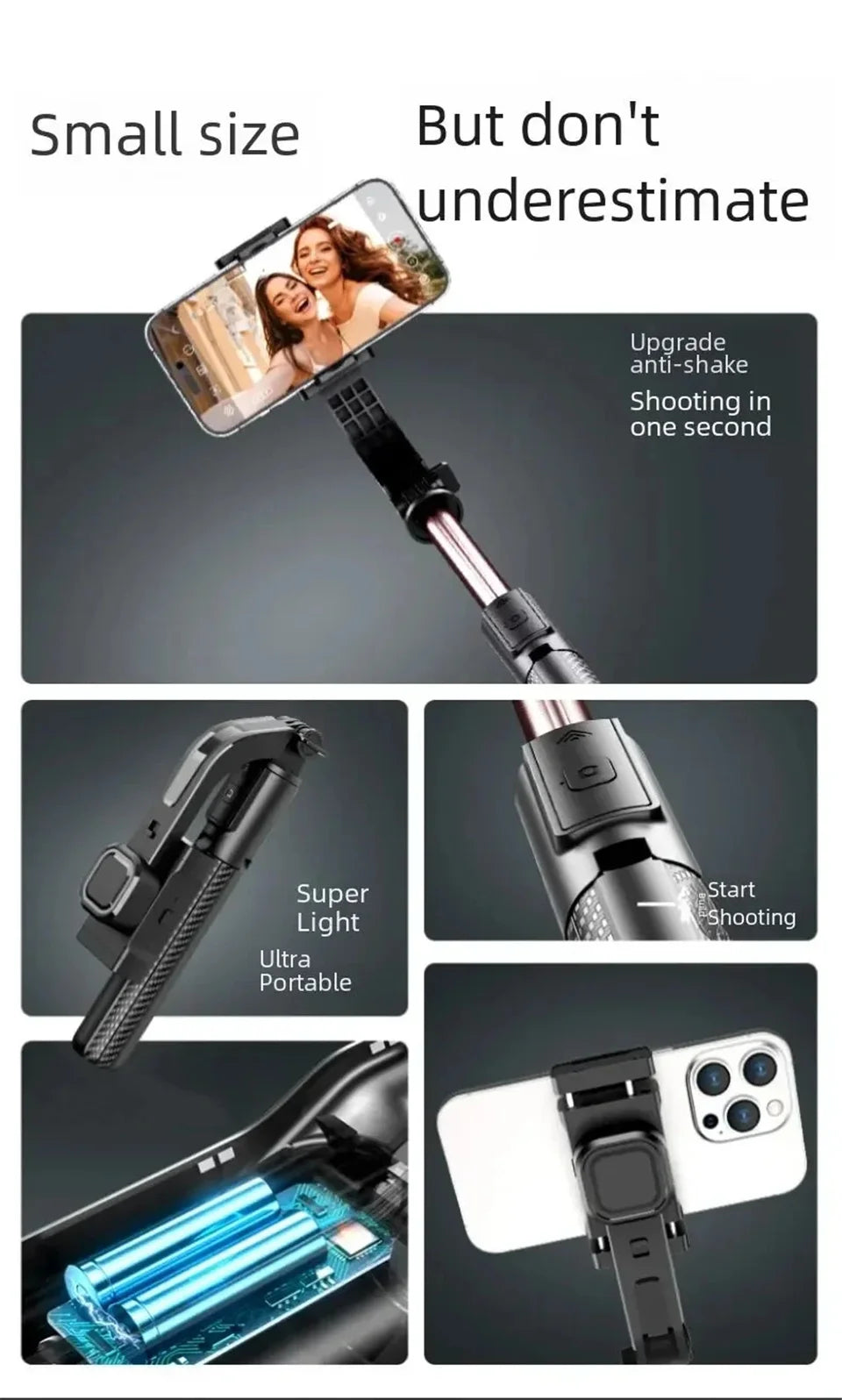 Roreta Telescopic Selfie Stick Tripod Monopod Stand Mobile Phone Support Wireless Gimbal Stabilizer For iOS Android Holder