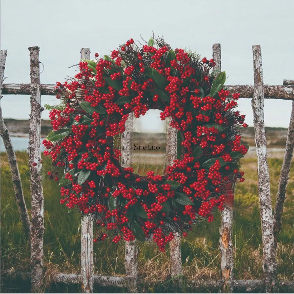 SRETNO Christmas Wreath Artificial Plants Red Fruit Flower Wreath Home Decorations Ornaments Christmas Supplies 2025 New Garland
