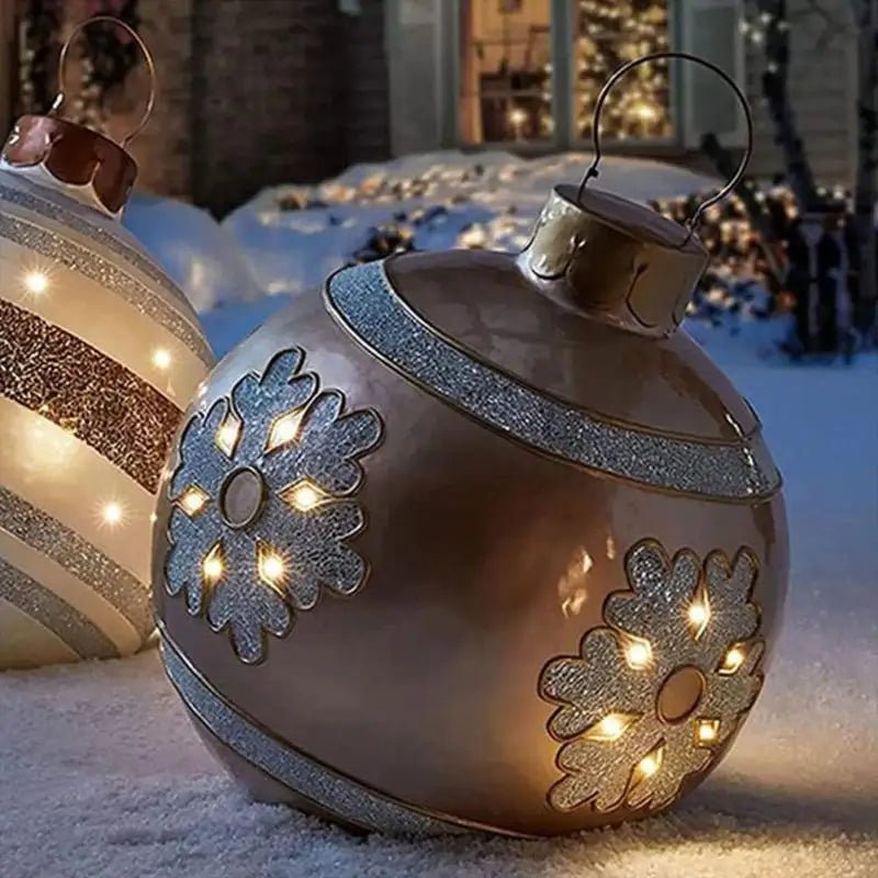 60cm Outdoor Christmas Inflatable Decorated Ball PVC Giant Big Large Balls Party Xmas Tree Decorations Toy Ball Without Light
