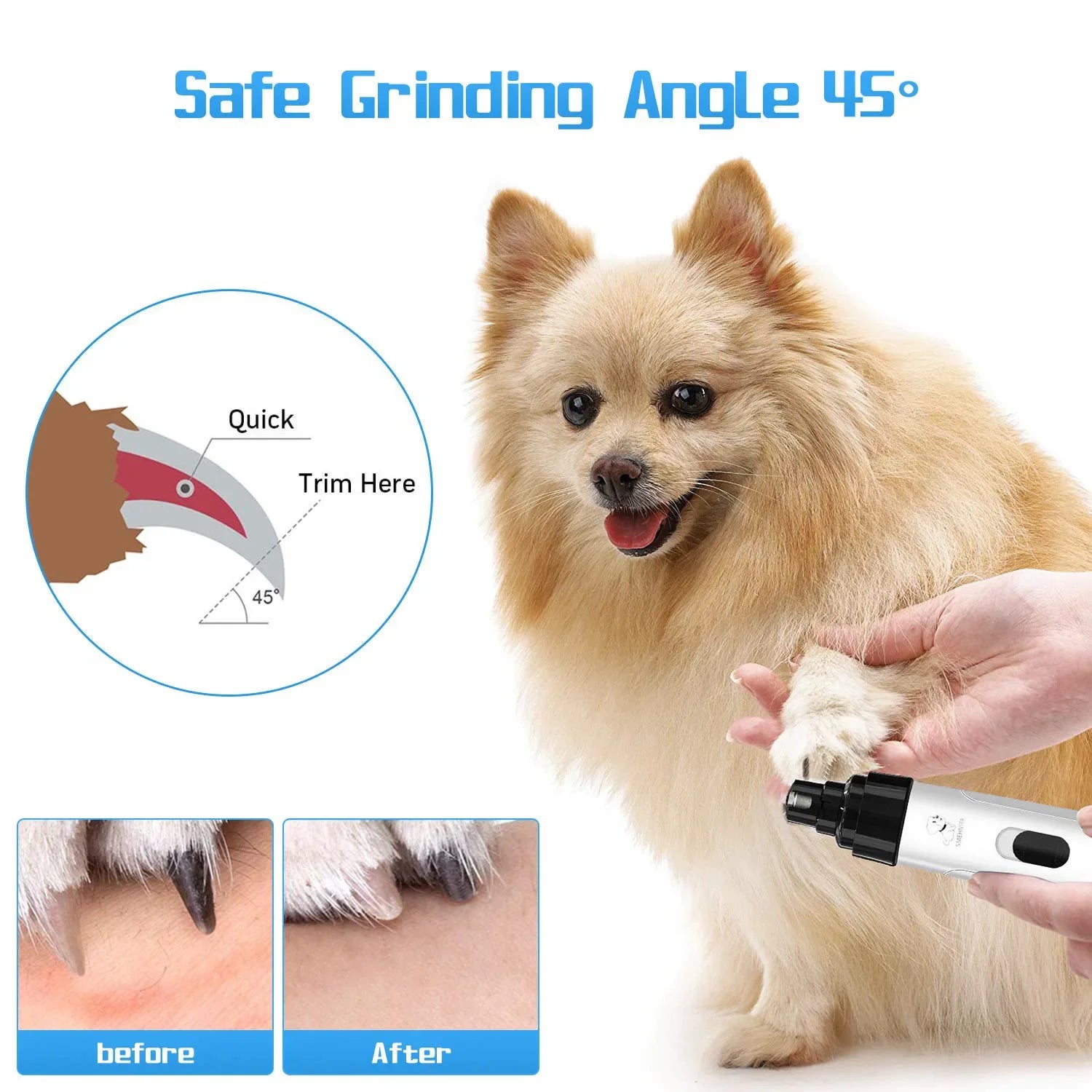 Pet Nail Grinder USB Rechargeable Dog Electric Nail Clipper Cat Claw Beauty Grinder Silent Pet Nail Clipper Beauty Trimming Tool