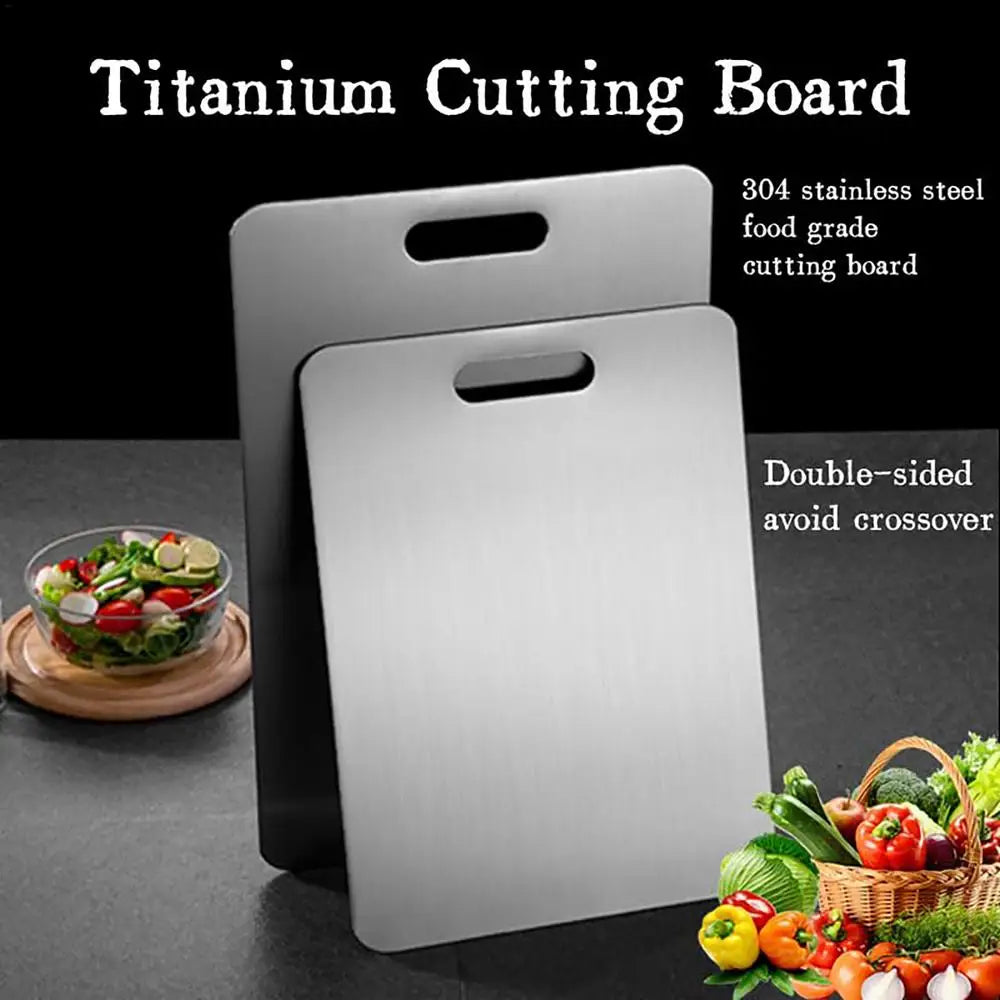 Titanium Cutting Boards for Kitchen Stainless Board 304 Steel Thickened Double Sided Food Grade Portable Fruit Meat Chopping - You Offer