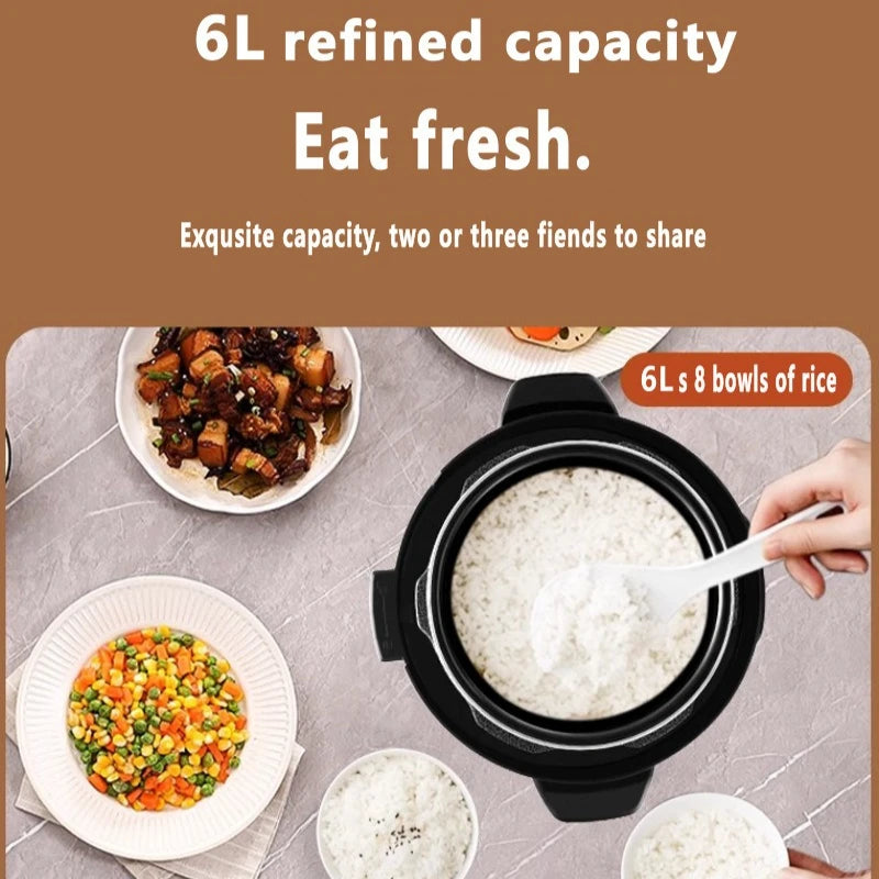 Electric Pressure Cooker 6L Large Capacity Household Multifunctional Electric Rice Cooker Intelligent Booking 3-step Timer Gears - You Offer
