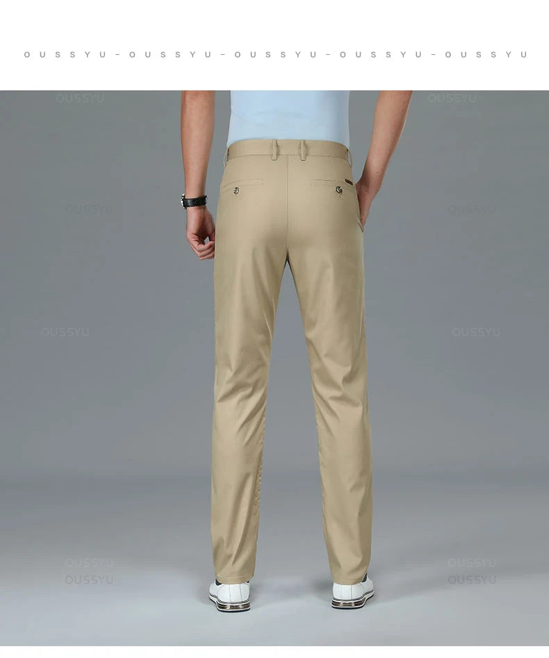 Spring Summer High Quality Luxury Straight Business Suit Pants Men Bamboo Fiber Designer Elegant Casual Long Formal Trouser Male - You Offer