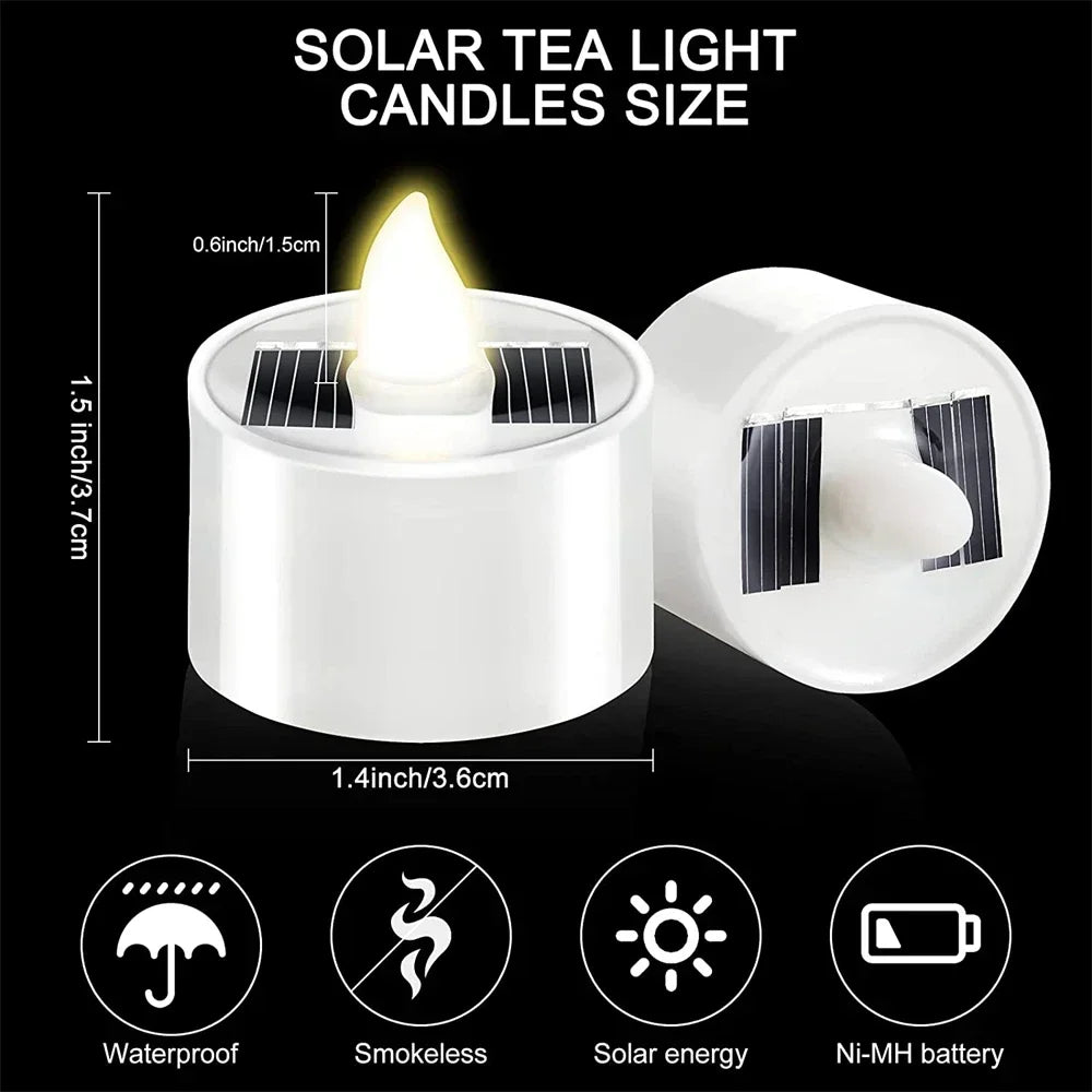 Solar LED Flameless Candles Waterproof Rechargeable Lights for Outdoor Garden Party Halloween Gift Day of the Dead Decoration