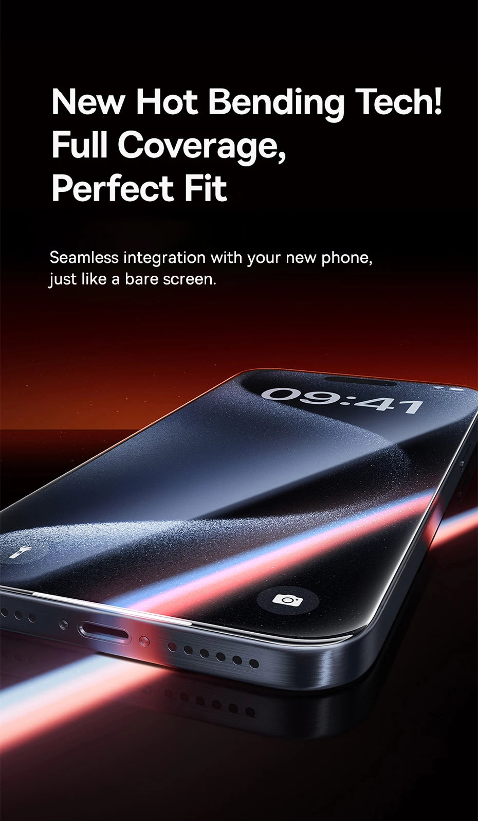 Baseus 3D Curved Tempered Glass for iPhone 16 15 Pro Max Hot Bending Full Coverage Shatterproof Clear Corning Screen Protector