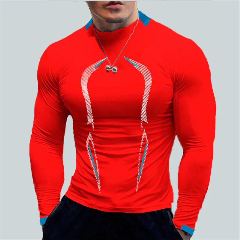 Men Long Sleeve t-Shirt Quick Drying Compression Gym t Shirt Man Oversized Casual Shirts Tops Breathable Blouse Tees Men Clothes