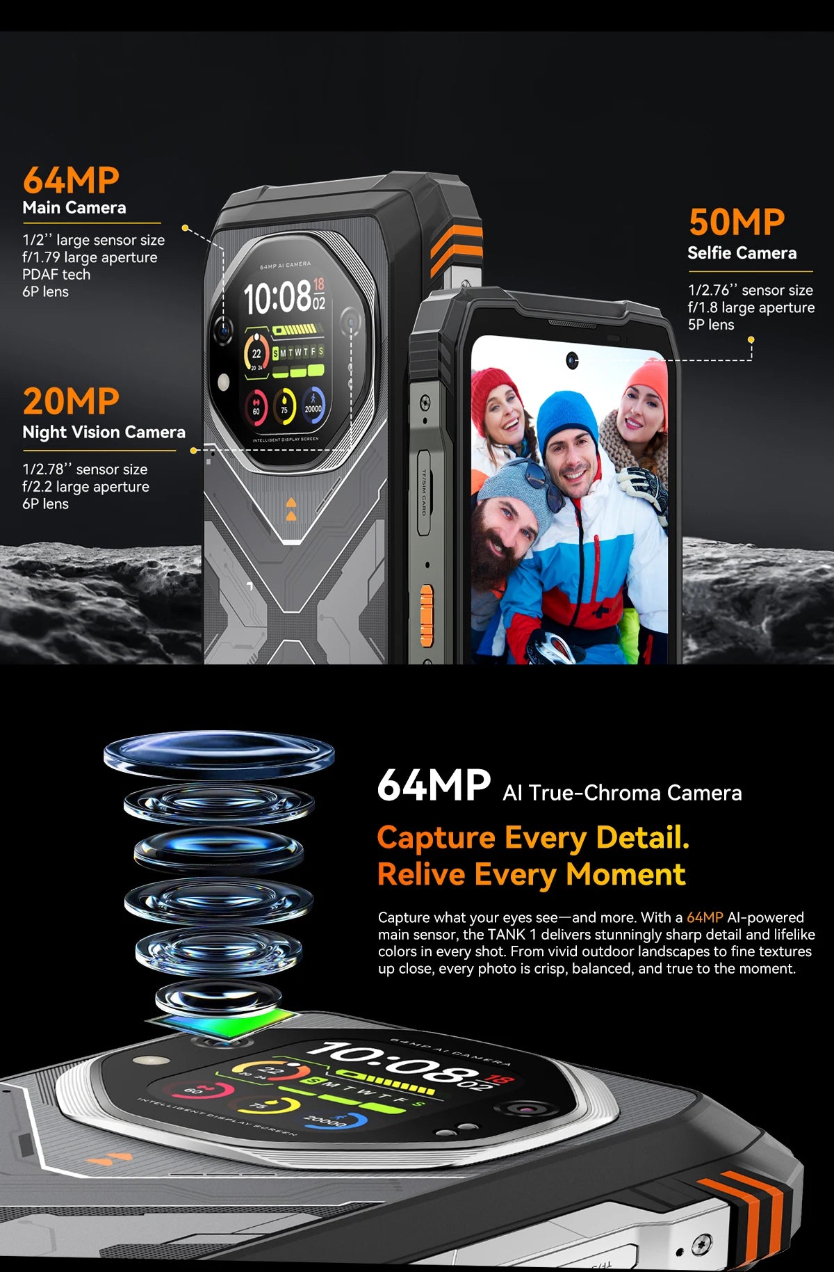 Blackview OSCAL TANK 1 Outdoor 5G Rugged Smartphone,20000mAh Battery, 6.78" 120Hz FHD+ Display, 16GB+512GB, 64MP+50MP Camera