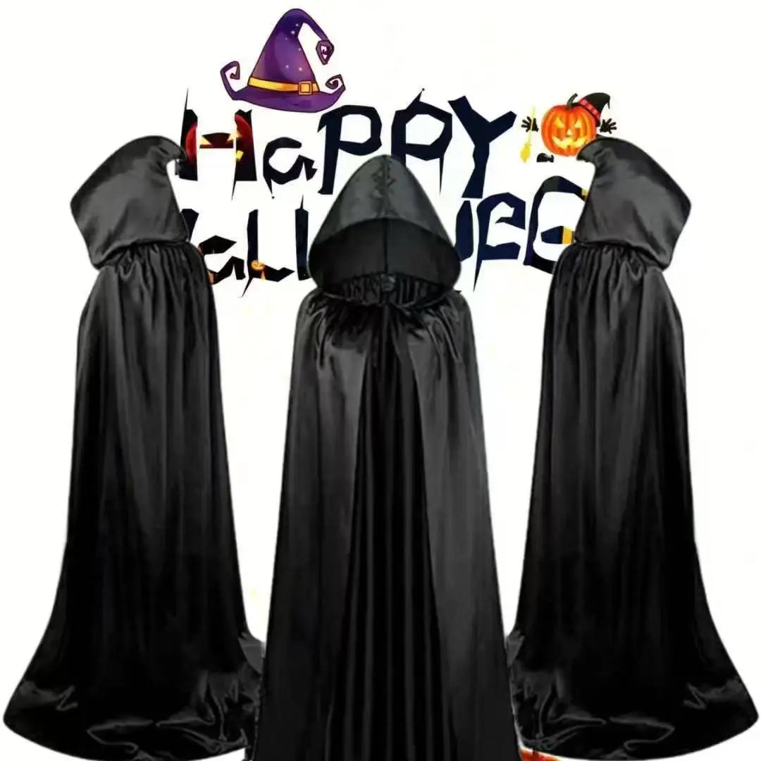 New Halloween costume: Adult Death Cloak, Cloak with Hat, Vampire Cloak, Wizard Robe, Makeup, Ball Performance Costume