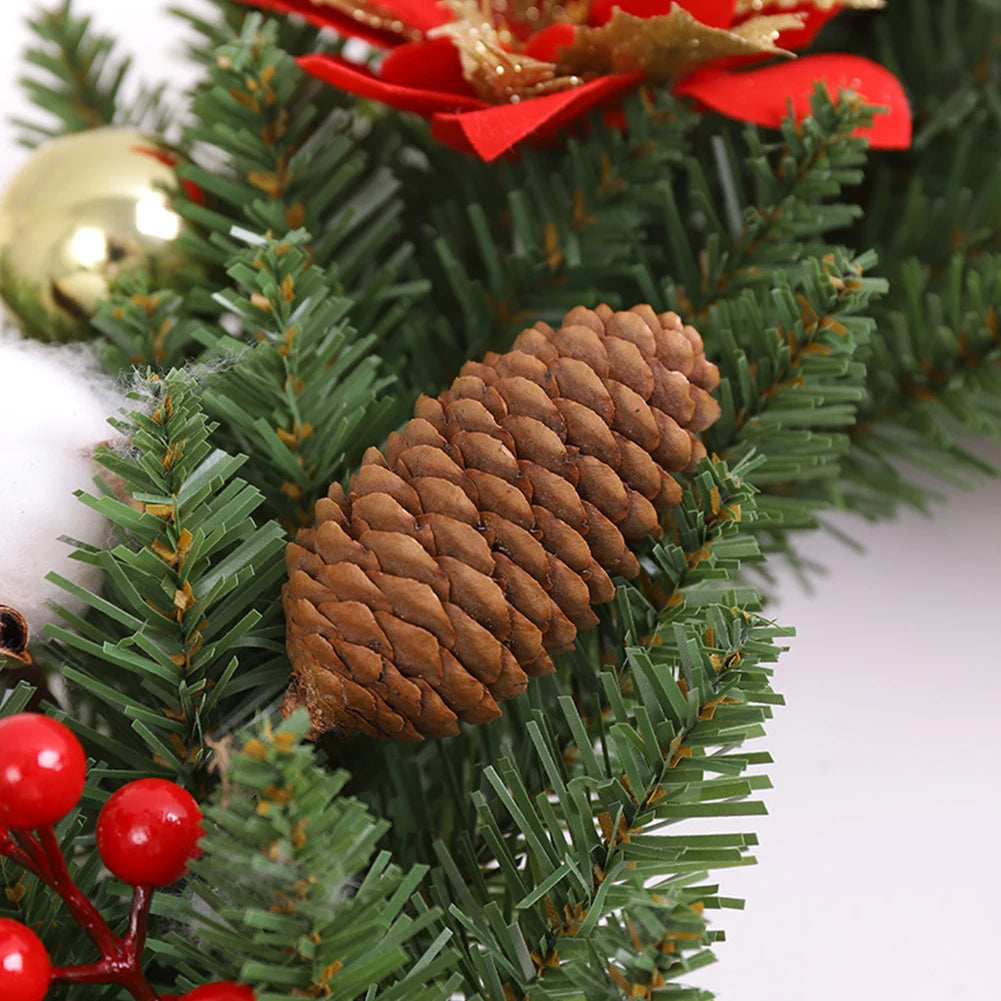 2025 Christmas Wreath with LED PVC Berry Ball Christmas Wreath Window Door Wall Ornament Decorations Home Halloween Decor Gifts