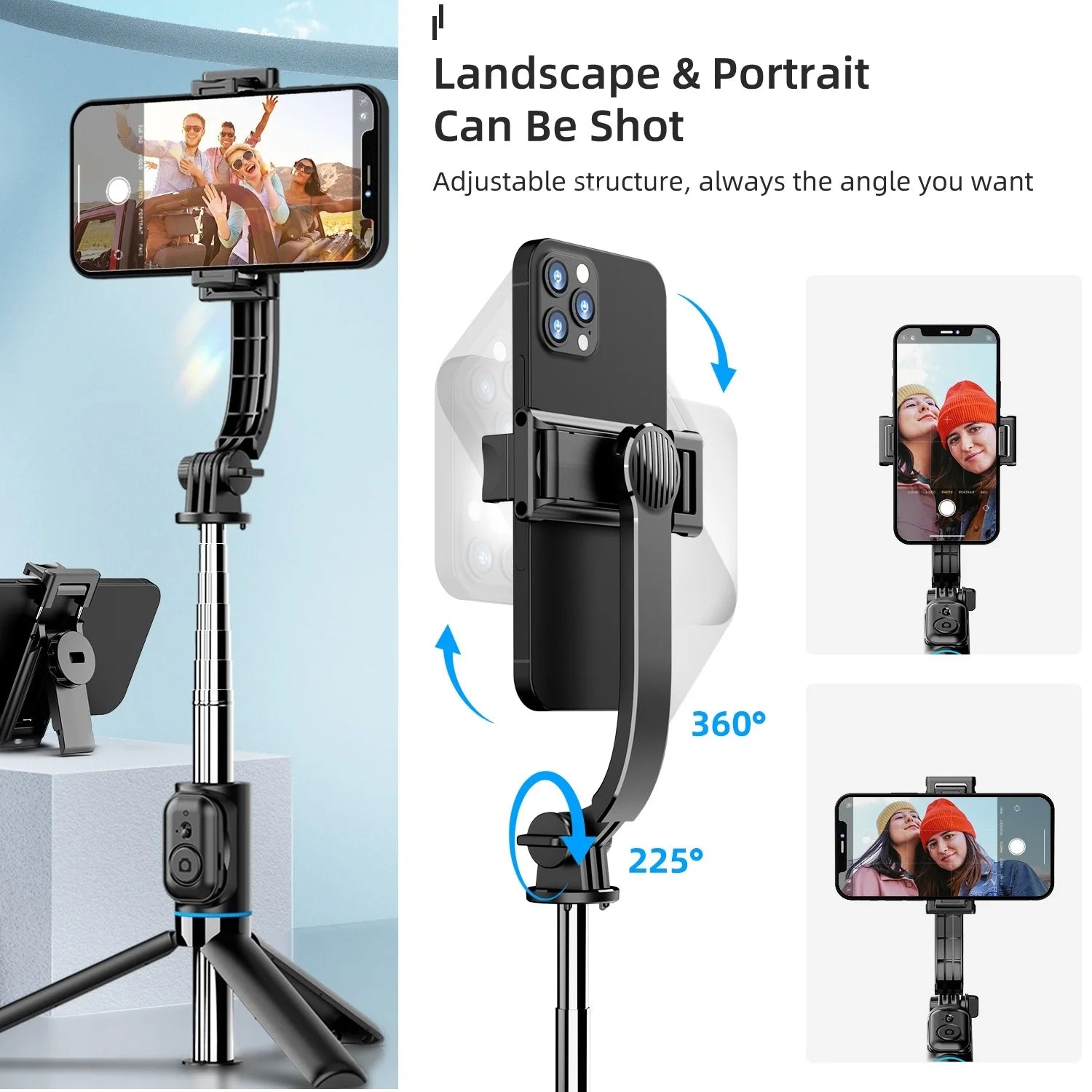 Selfie Stick for iPhone Phone 42" Extendable Selfie Stick and Tripod Stand with Bluetooth Remote for Travel Vlog Video Recording