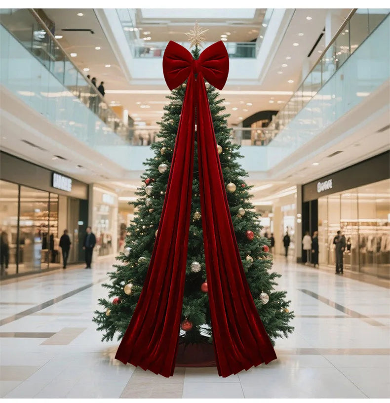 40x200cm Large Bow Themed Party Decorations Christmas Tree Topper Bow Ribbon for Christmas Wedding Party Wall Pendant Decor 1PC