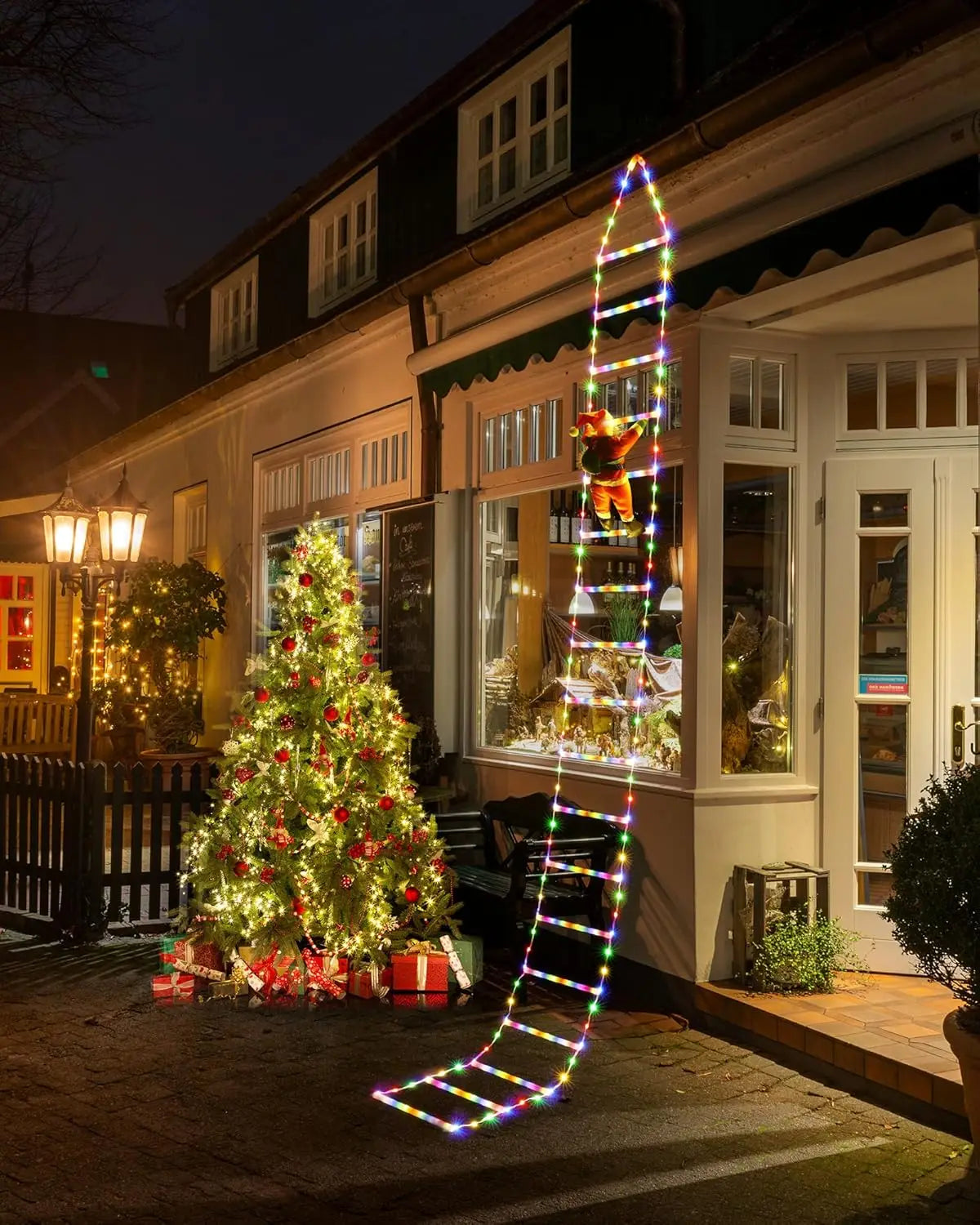 LED Christmas Decorations Fairy lamp Santa Claus Climbing Ladder Light USB Plug 8 Modes for Home Holiday Wall Window Xmas Decor