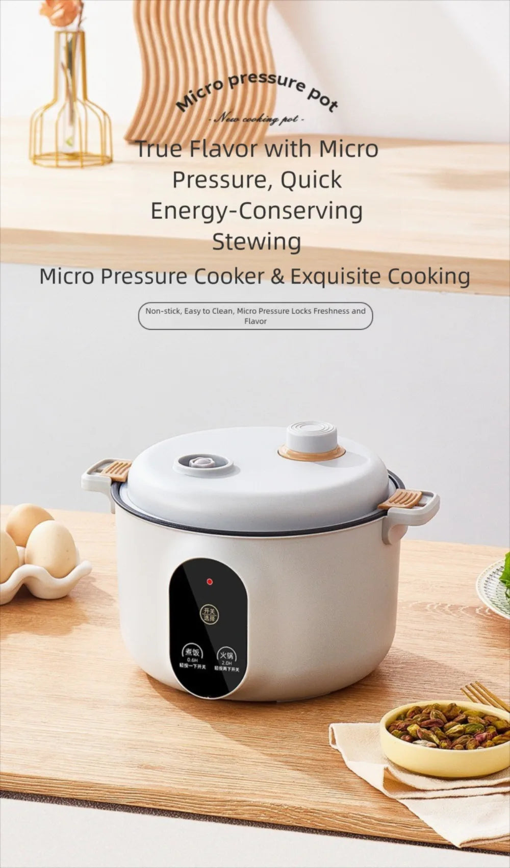 Easy 20cm Micro Pressure Cooker Non Stick Quick Heating Rice Cooker Anti-overflow 2 L Pressure Cooking Pot Student Dormitory - You Offer