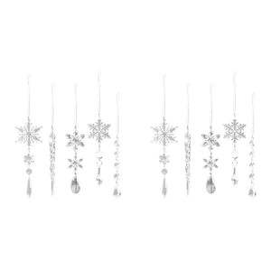 Crystal Clear Snowflake Acrylic Ice Pendants Christmas Tree Hanging Ornaments Icicle Water Drop Decoration For Xmas Party Decor