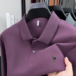 100% pure cotton men's trendy luxury brand autumn long sleeved polo shirt designer teddy bear embroidery business casual T-shirt