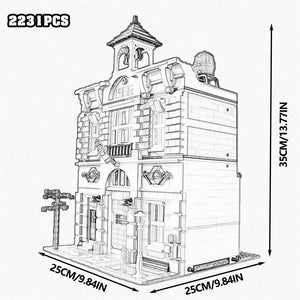 Creative Expert Brick Bank Cafe Corner Model MOC Street View House Building Blocks Toys Pet Book Shop Town Hall Downtown Diner