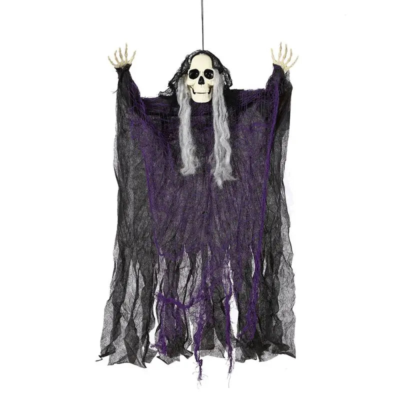 Hanging Halloween SkeletonGhosts Decorations Grim Reapers for Halloween Outdoor Halloween Sound Control Light Up Ghost