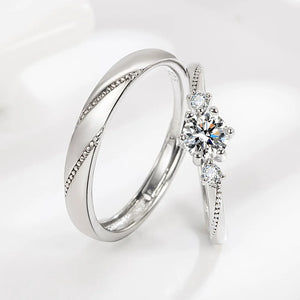 2Pcs 925 Sterling Silver Couples Ring Sets Light Polishing Simple Ring for Woman Man Classic Wedding Fine Jewelry Circle - You Offer