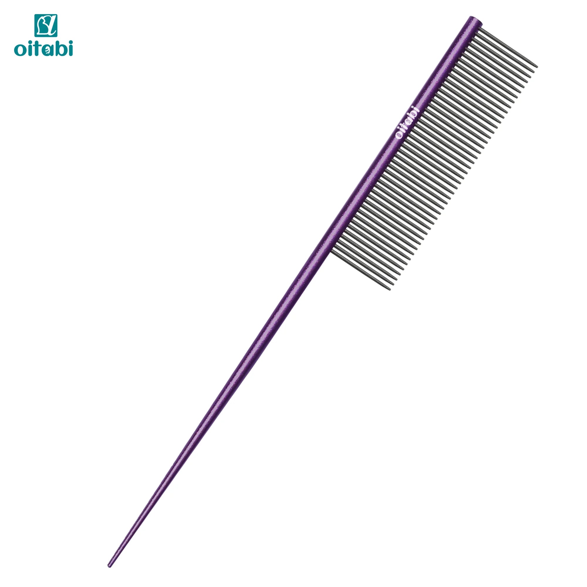 Oitabi Precision Tail Comb made with Bimetal, Finishing and Fluffing Comb for Grooming Paws Face and Tail | Tear Stain Removal