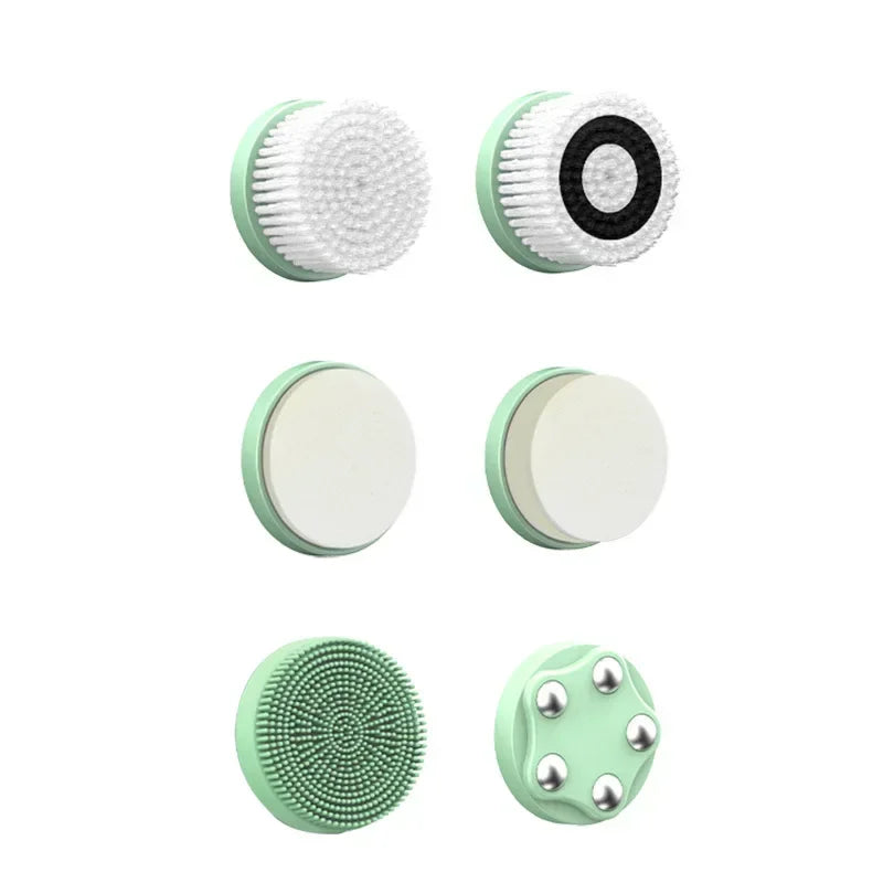 6 In 1 Electric Cleansing Brush Ultrasonic Facial Cleaner Rotating Cleansing Face Deep Cleansing Exfoliation & Gentle Skincare