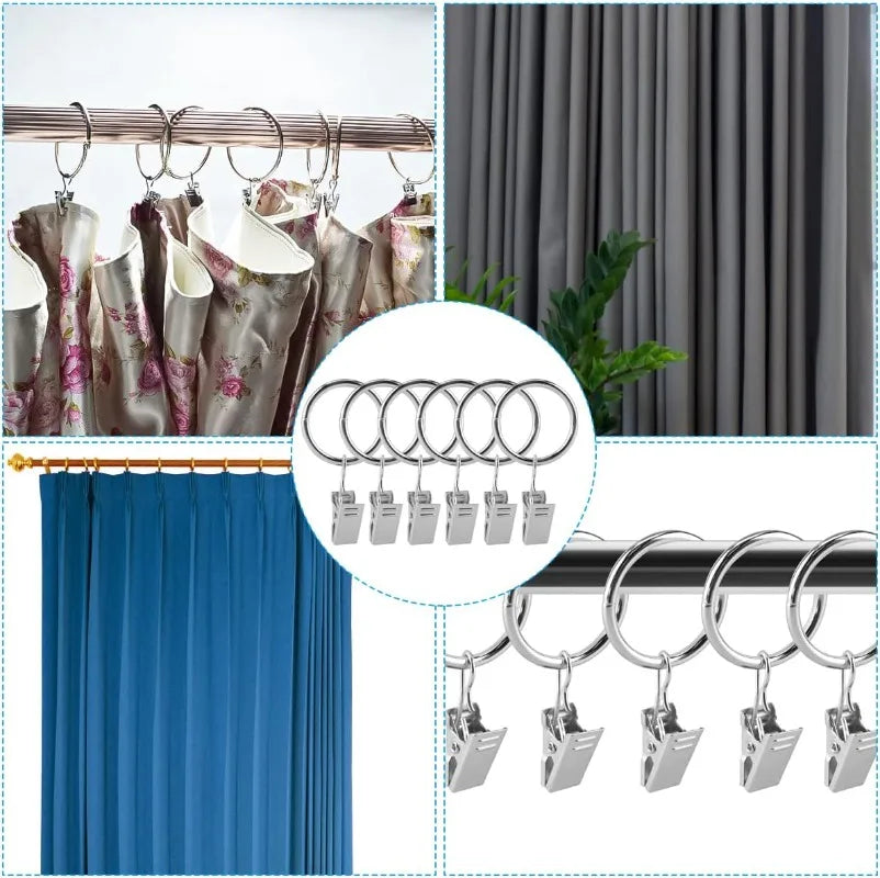 10-50pcs Metal Curtain Rod Clip Drapery Rings Hooks Retro Bathroom Decorative Hat Towel Hats Hanging Clamps Shower Curtain Clips