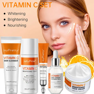 JoyPretty Vitamin C Whitening Skin Care Set Glutathione Face Cream Emulsions Serum Skin Whitener Korean Skin Care Products 5PCS