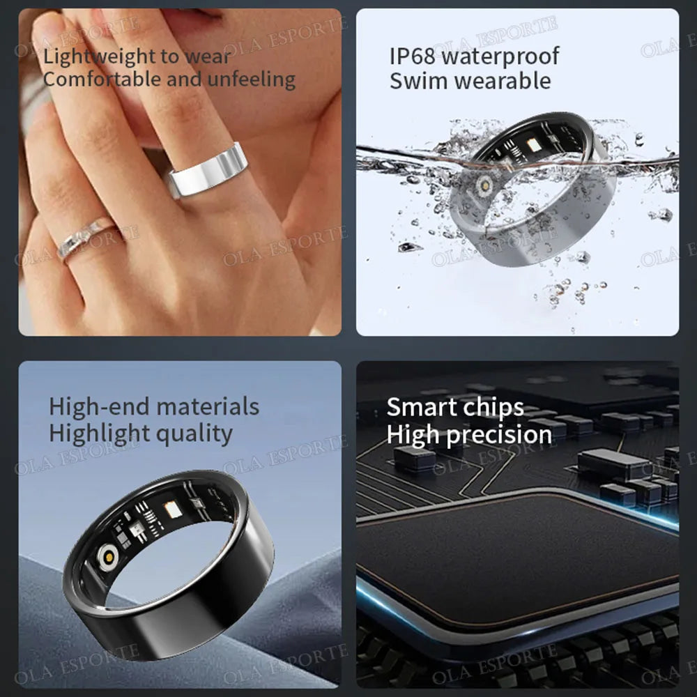 2025 New Smart Ring Men Women Camera Control Heart Rate Blood Oxygen Monitor Smartring IP68 & 5ATM Waterproof Multi-sports Modes