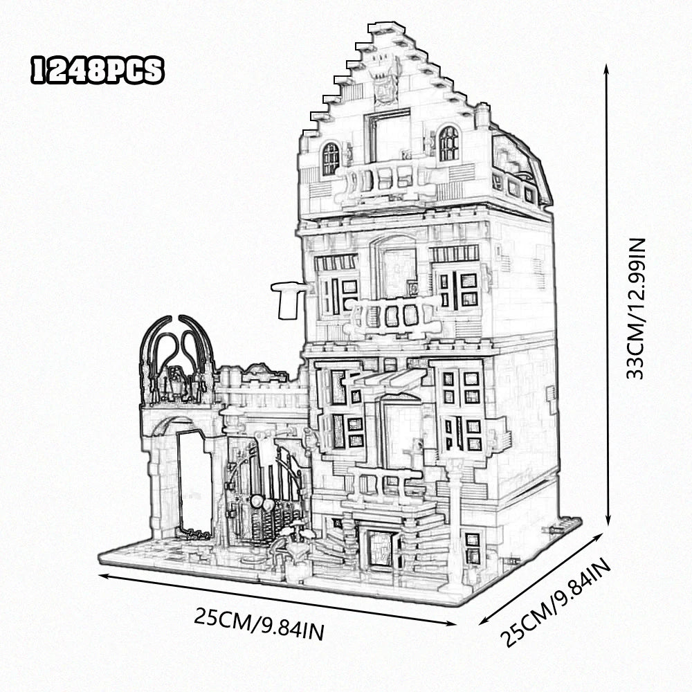 Creative Expert Brick Bank Cafe Corner Model MOC Street View House Building Blocks Toys Pet Book Shop Town Hall Downtown Diner