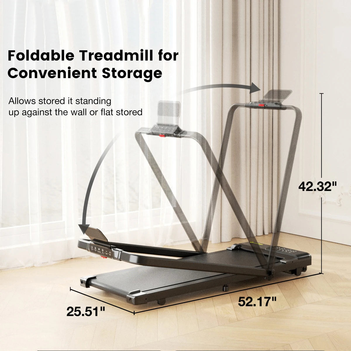 3in1 Treadmill Exercise Machine LED Touch Screen with Remote Control Foldable Walkingpad Portable Under Desktreadmills for Home