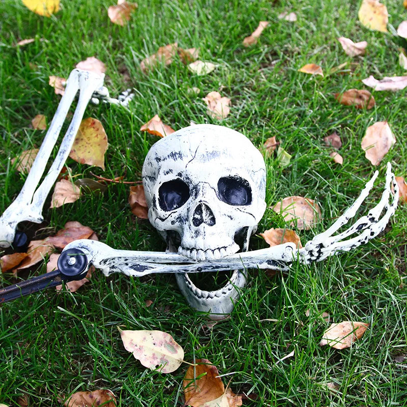Halloween decor Skeleton Stakes Halloween Realistic Skull Skeleton Head Human Hand Arms for Halloween Party Home Garden Lawn