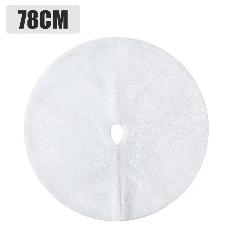 78/120cm White Faux Fur Tree Skirt Plush Carpet Mat for Christmas Tree 2026 Xmas Decoration Holiday New Year Ornament Home Decor