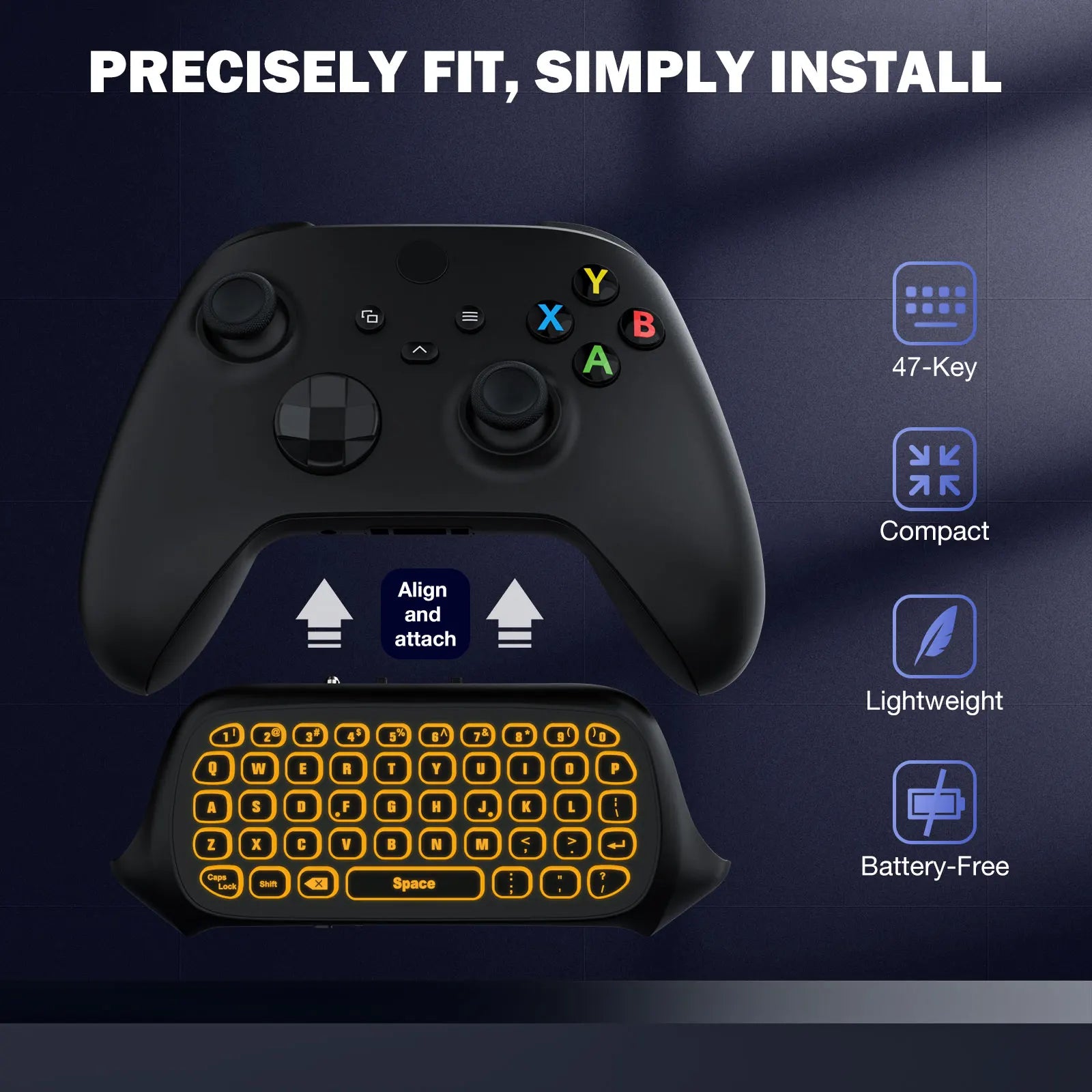 MoKo RGB Backlight Keyboard for Xbox One Controller,Xbox Series X/S,Wireless Chatpad Keypad w/ 2.4G Receiver, Xbox Accessories