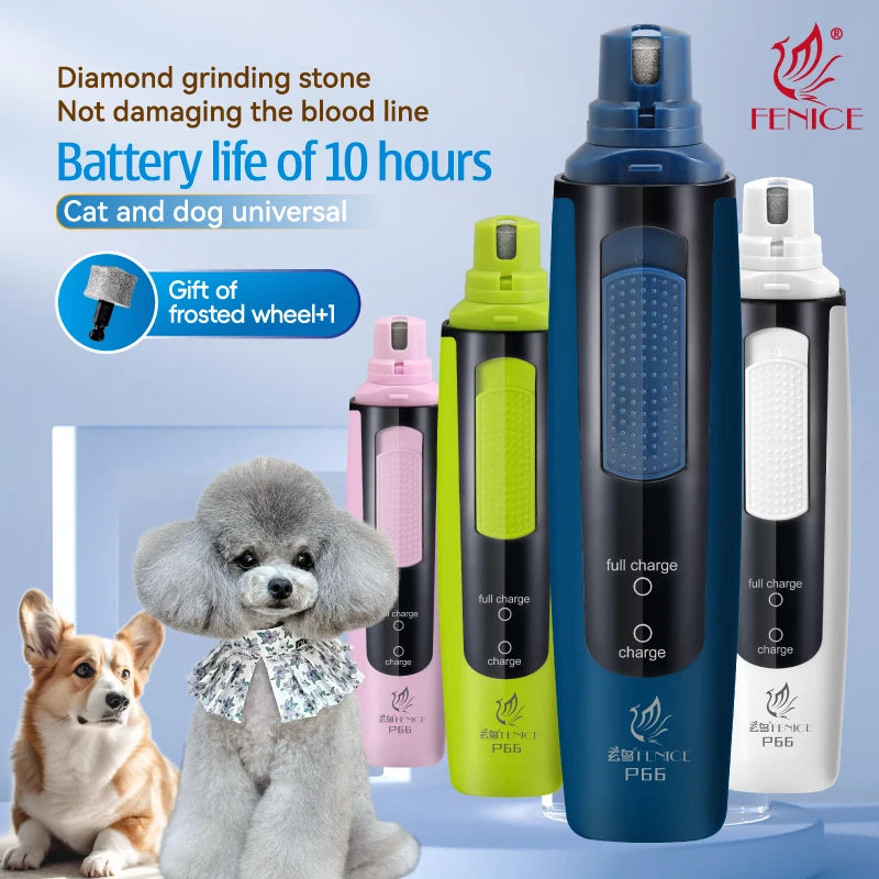 Fenice P66 USB Charging Electric Nail Grinder Rechargeable Quiet Pet Nail Clippers with Free Grinding Wheel for Dogs/Cats/Pets
