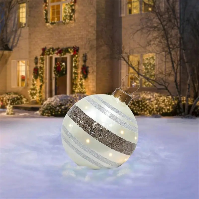 60cm Outdoor Christmas Inflatable Decorated Ball PVC Giant Big Large Balls Party Xmas Tree Decorations Toy Ball Without Light