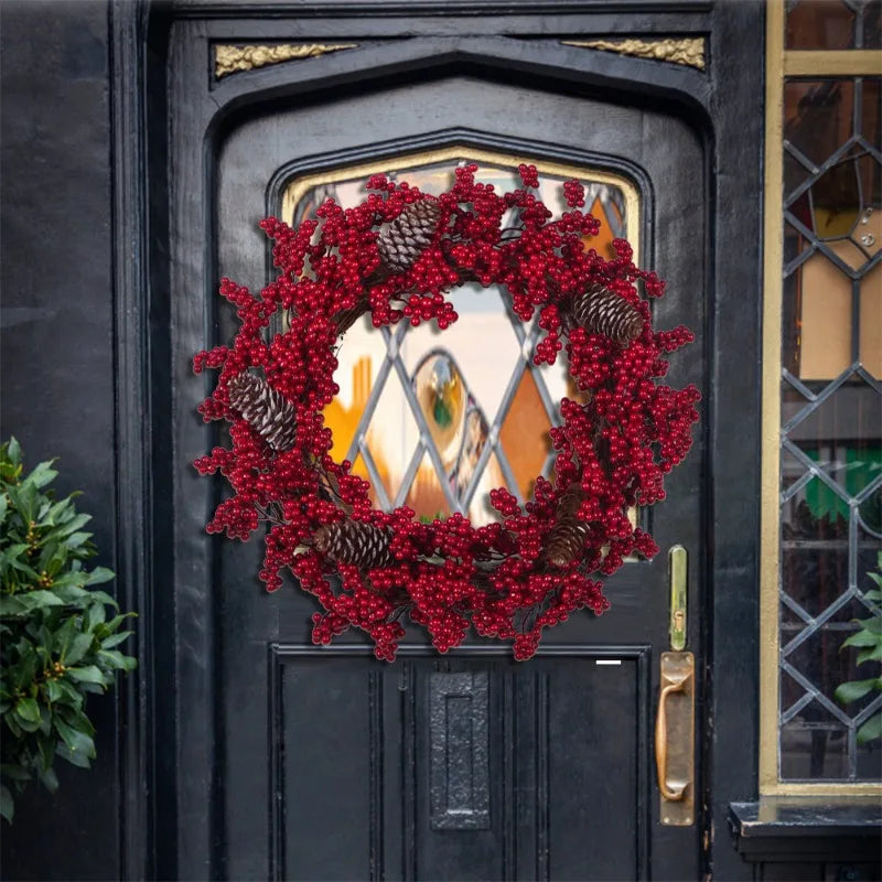 SRETNO Christmas Wreath Artificial Plants Red Fruit Flower Wreath Home Decorations Ornaments Christmas Supplies 2025 New Garland