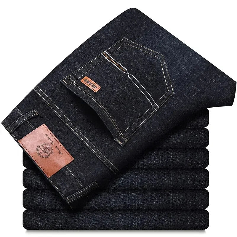 Men Fashion Straight Jeans Mens 2025 New Stretch Slim Fit Pants Comfortable Soft Business Denim Trousers Male Brand Clothing - You Offer