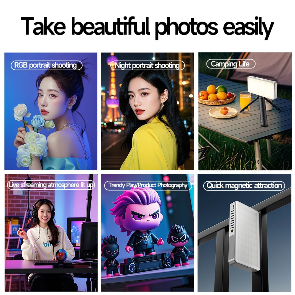 Mini Rechargeable R9PRO full-color RGB Camera Photography Fill light LED Portable Mobile Phone Selfie Live Broadcast Video Light