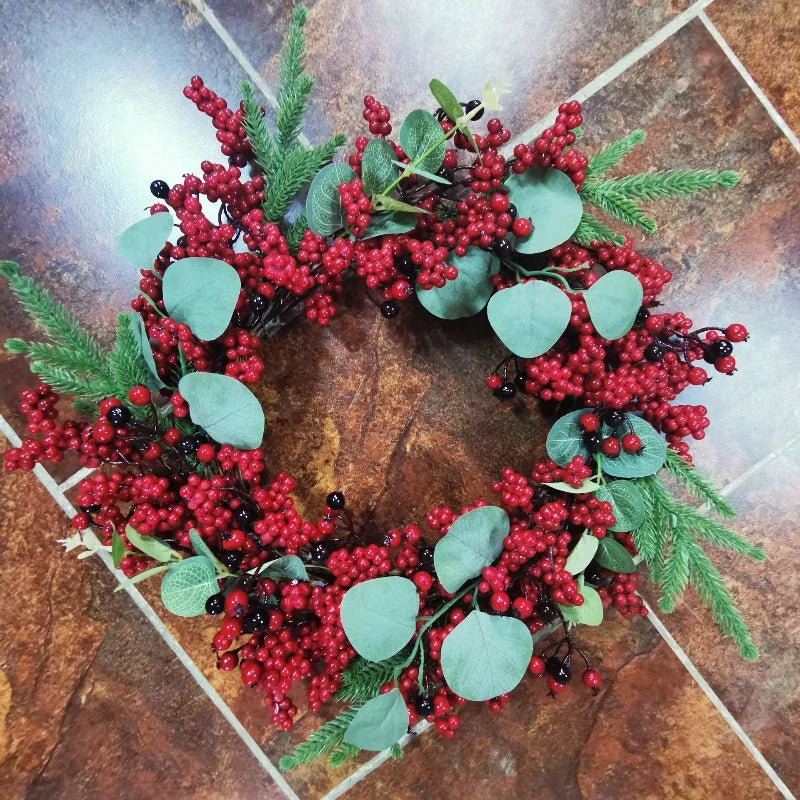SRETNO Christmas Wreath Artificial Plants Red Fruit Flower Wreath Home Decorations Ornaments Christmas Supplies 2025 New Garland