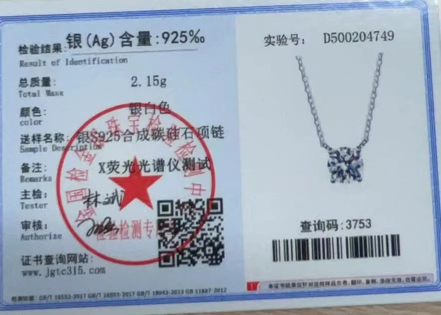 Moissanite Dia 6.5mm 0.5-5CT Woman Pendant Sier Necklace For Women Chains Party Bridal Fine Jewelry 925sterling Silver Necklace - You Offer