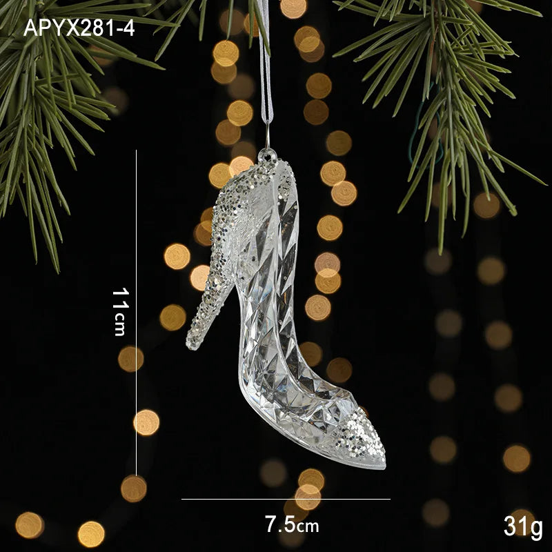 Christmas Ice Crystal Pendants, Christmas Tree Decorations, Transparent Acrylic Angels, Luxury Decorations, Scene Setting Props
