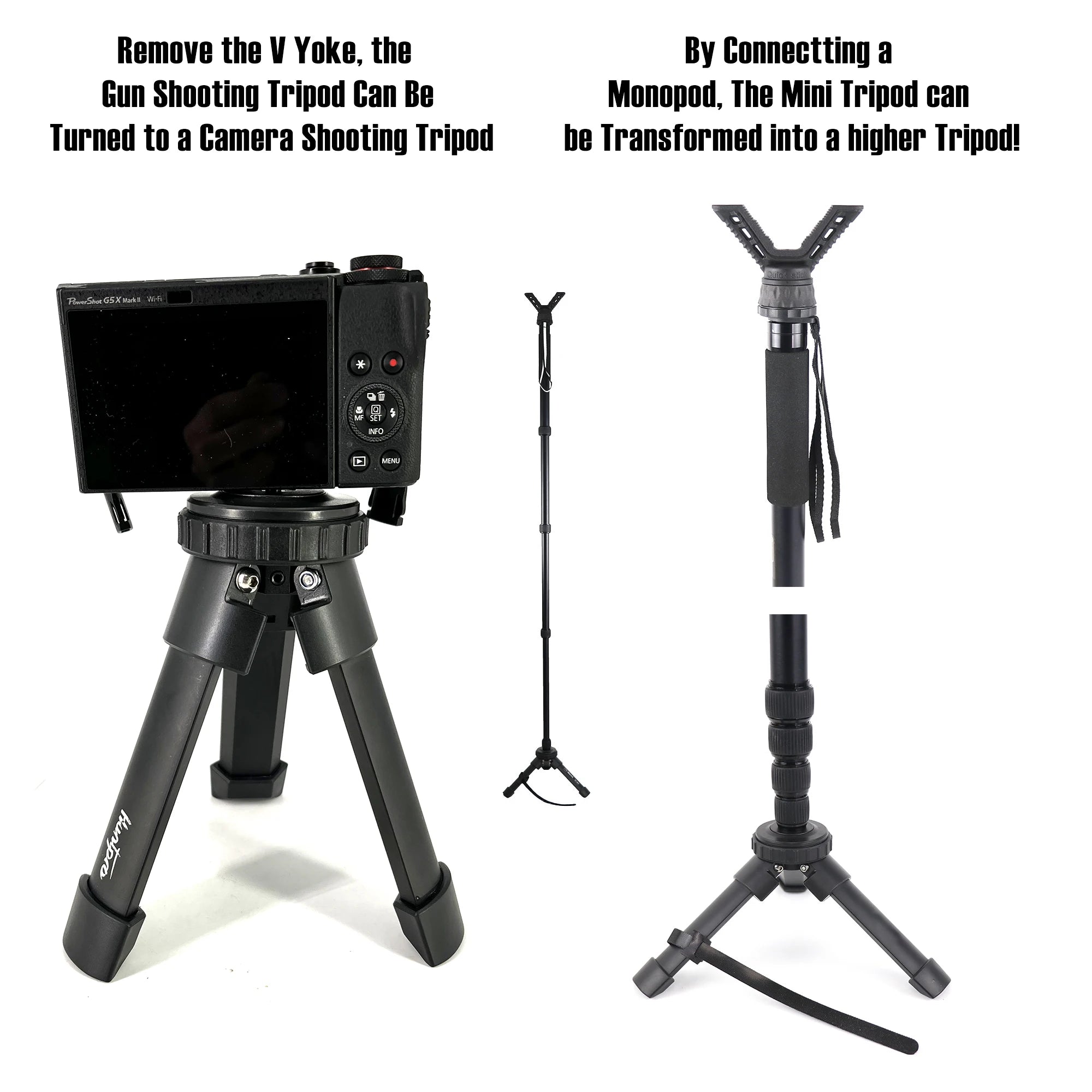 Professional Mini Camera Stick Shooting Hunting Telescope Tripod Outdoor Aluminum V Yoke Head with Height Adjustment for Outdoor
