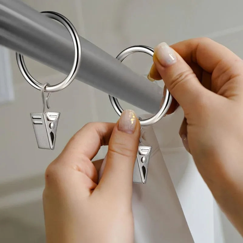 10-50pcs Metal Curtain Rod Clip Drapery Rings Hooks Retro Bathroom Decorative Hat Towel Hats Hanging Clamps Shower Curtain Clips