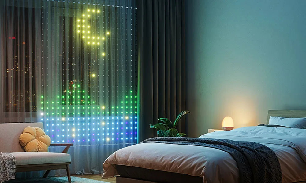 Smart Curtain Lights Window LED Fairy Lights APP Control DIY Pattern Music Sync Waterproof Outdoor Garden Wedding Holiday Decor