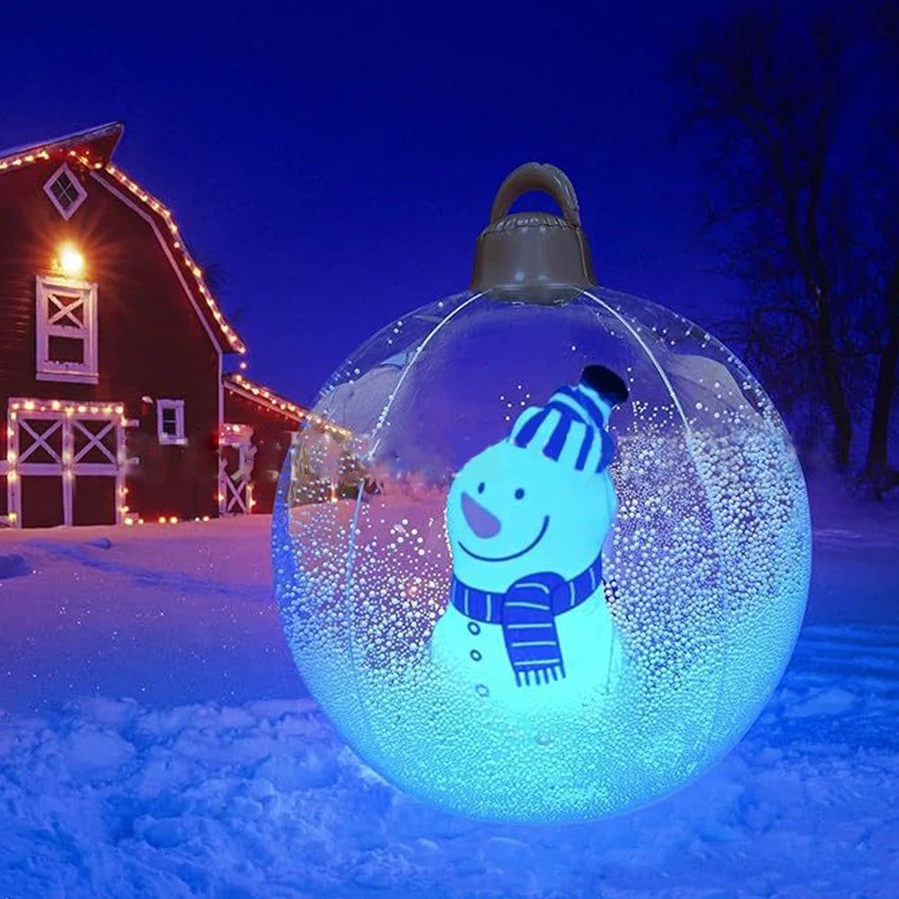 60cm Giant Inflatable Christmas Balls Light Up PVC Big Balls Xmas Tree Decorations Outdoor Holiday Yard Lawn Christmas Balloon