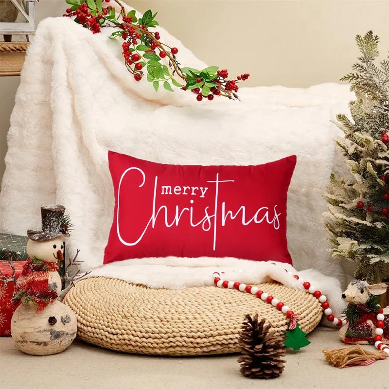 Christmas Lumbar Pillow Christmas Decoration for Home 2025 Pendant Xmas Lumbar Pillow Cover Ornament Navidad Natal New Year Gift