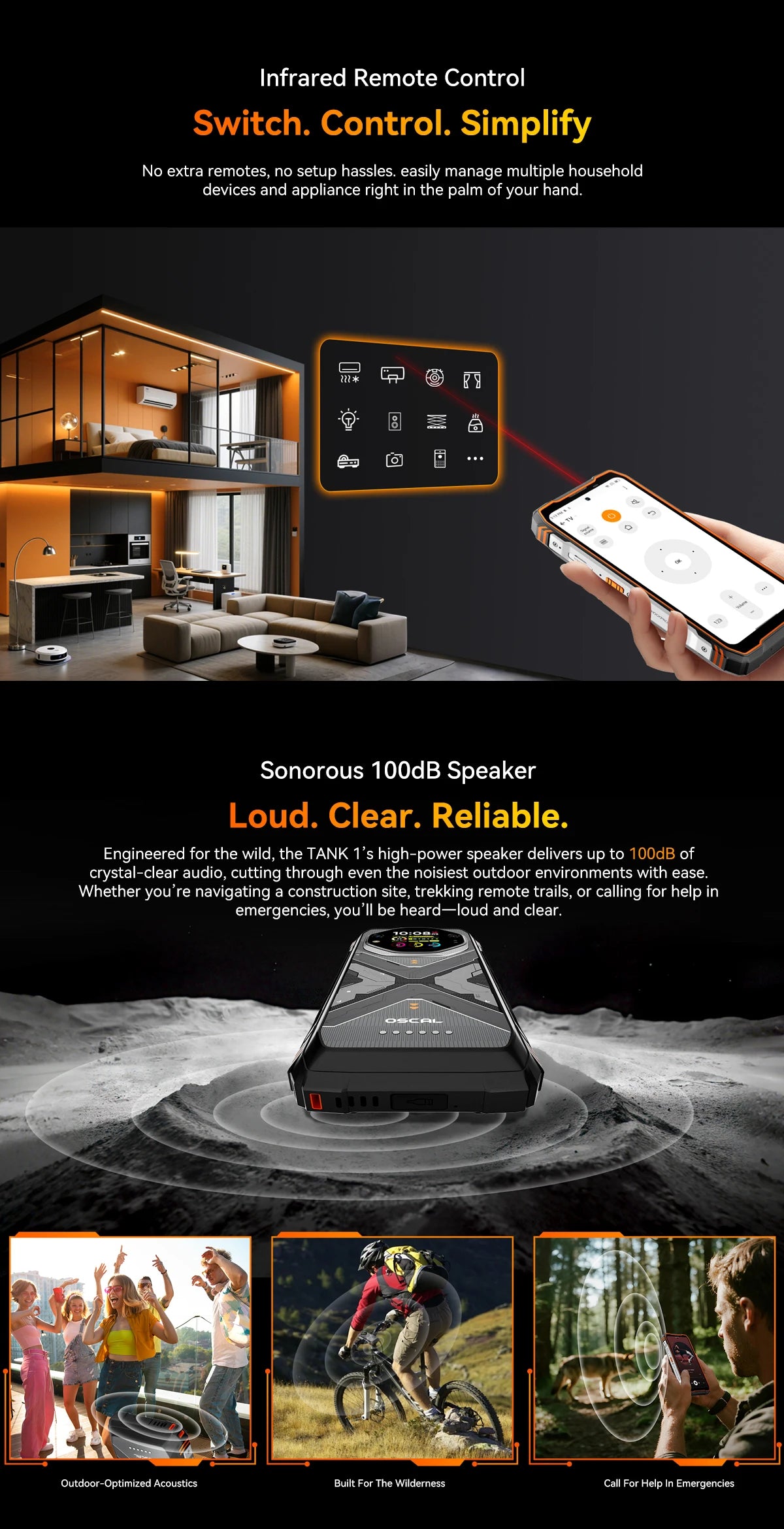 Blackview OSCAL TANK 1 Outdoor 5G Rugged Smartphone,20000mAh Battery, 6.78" 120Hz FHD+ Display, 16GB+512GB, 64MP+50MP Camera