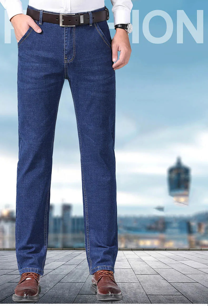 2025 New Men's Lightweight Slim Fit Pants, Comfortable and Soft, Business and Fashionable Straight Leg Casual Denim Pants - You Offer