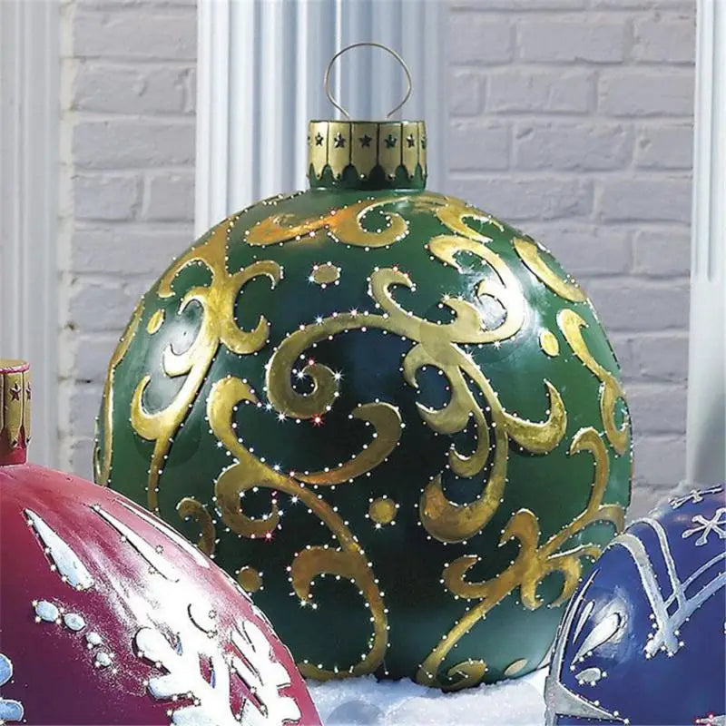 60cm Outdoor Christmas Inflatable Decorated Ball PVC Giant Big Large Balls Party Xmas Tree Decorations Toy Ball Without Light